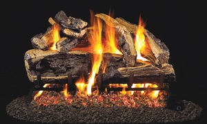 30 inch charred rugged split oak log set