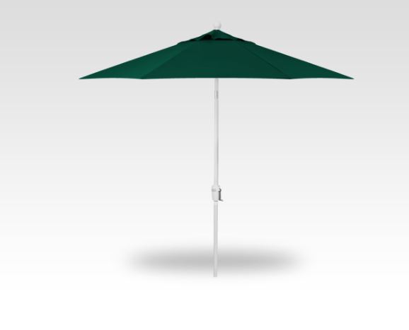 9′ forest green push-button tilt umbrella – white frame product image
