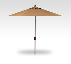 9 straw linen push-button tilt umbrella – bronze frame