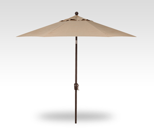9′ heather beige push-button tilt umbrella – bronze frame
