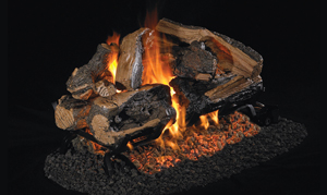 24 inch see-thru charred rugged split oak log set