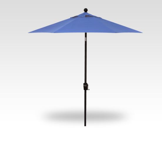 7.5′ sky blue push-button tilt umbrella – black frame product image