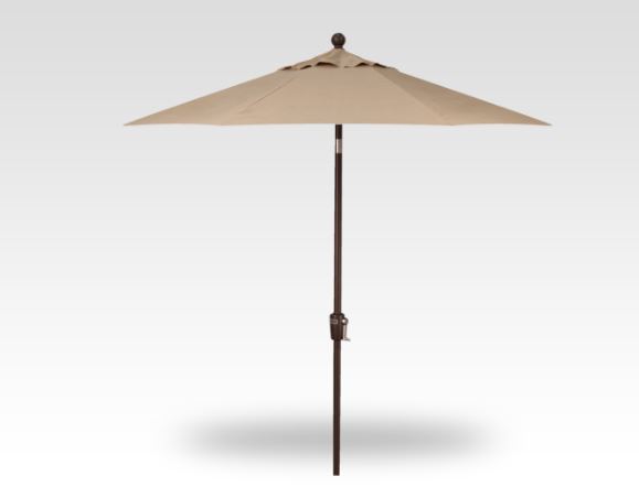 7.5′ heather beige push-button tilt umbrella – bronze frame product image
