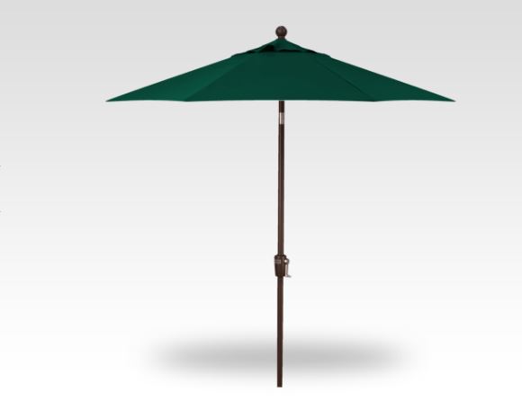 7.5′ forest green push-button tilt umbrella – bronze frame thumbnail image