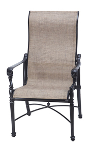 grand terrace sling dining chair – midnight gold