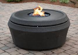 sorano woven firepit – with burner and weather cover and glass beads product image