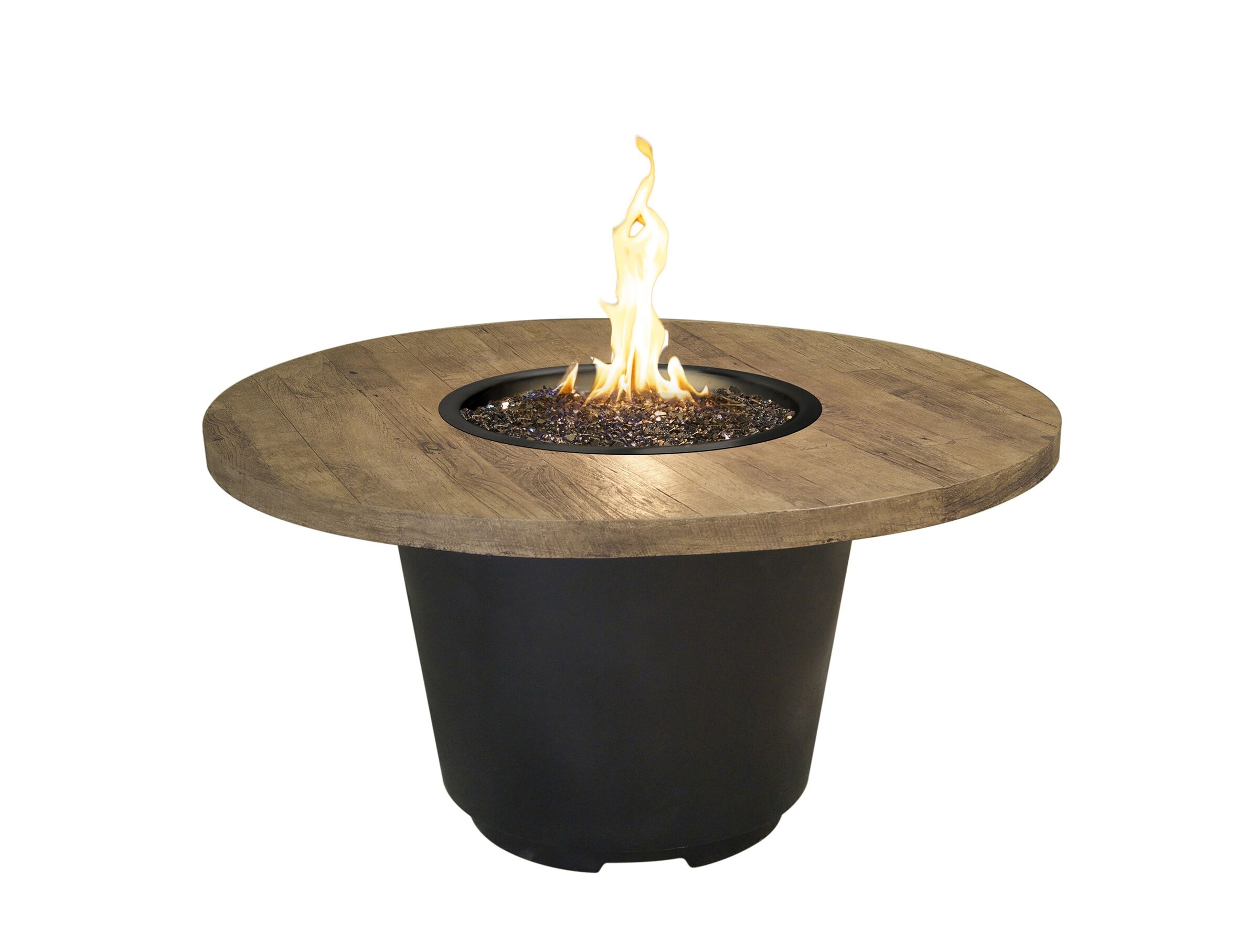 cosmopolitan reclaimed wood round fire table – black lava – ng product image