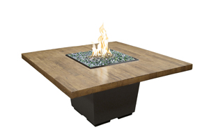 cosmopolitan reclaimed wood square dining firetable – black lava – ng