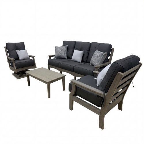 michael poly resin seating set-grey/ mica