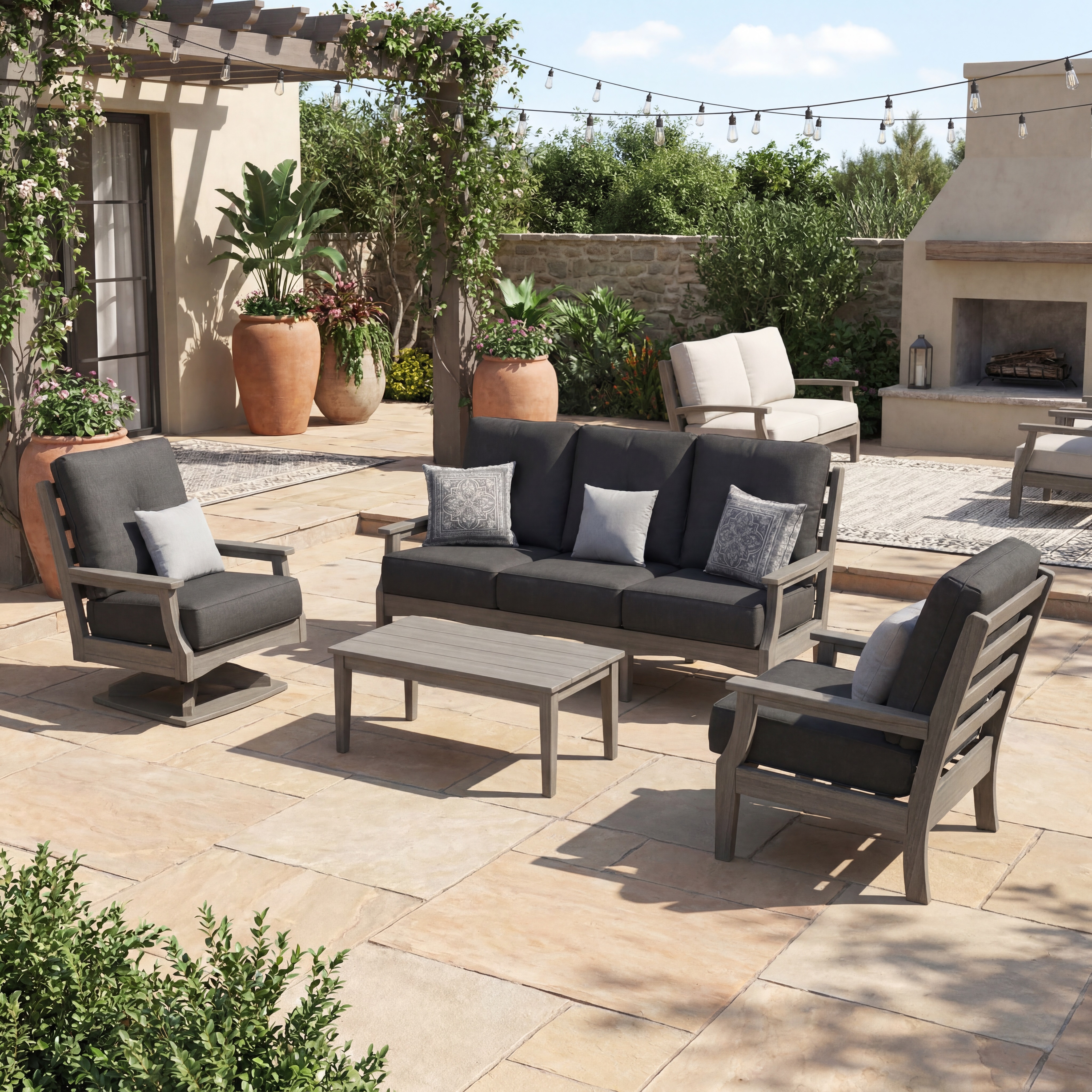 michael poly resin seating set-grey/ mica thumbnail image