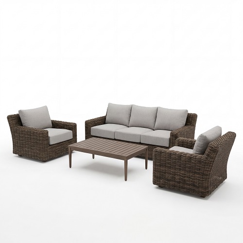 montauk wicker seating set-raffia/verona taupe