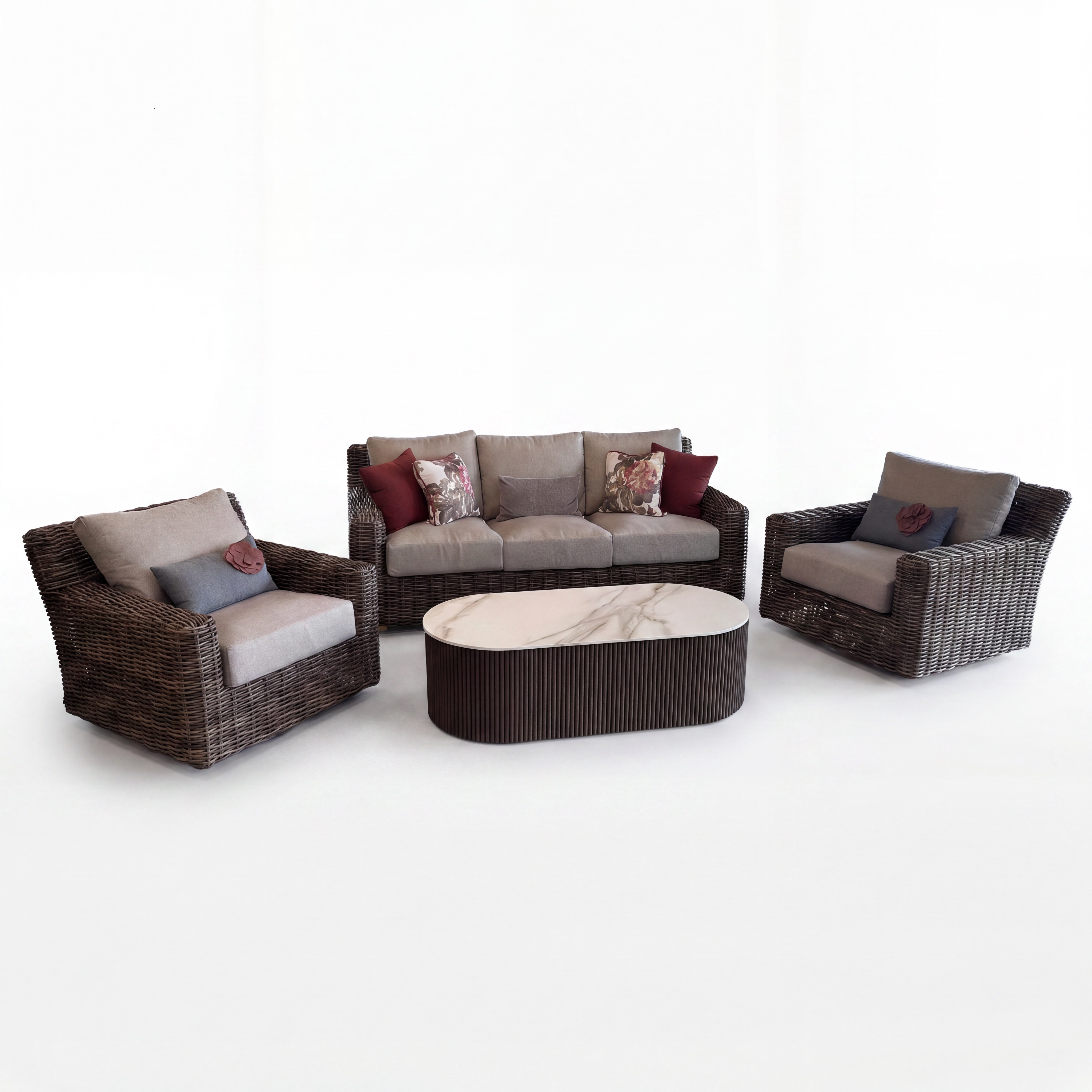 montauk wicker seating set-raffia/verona taupe thumbnail image