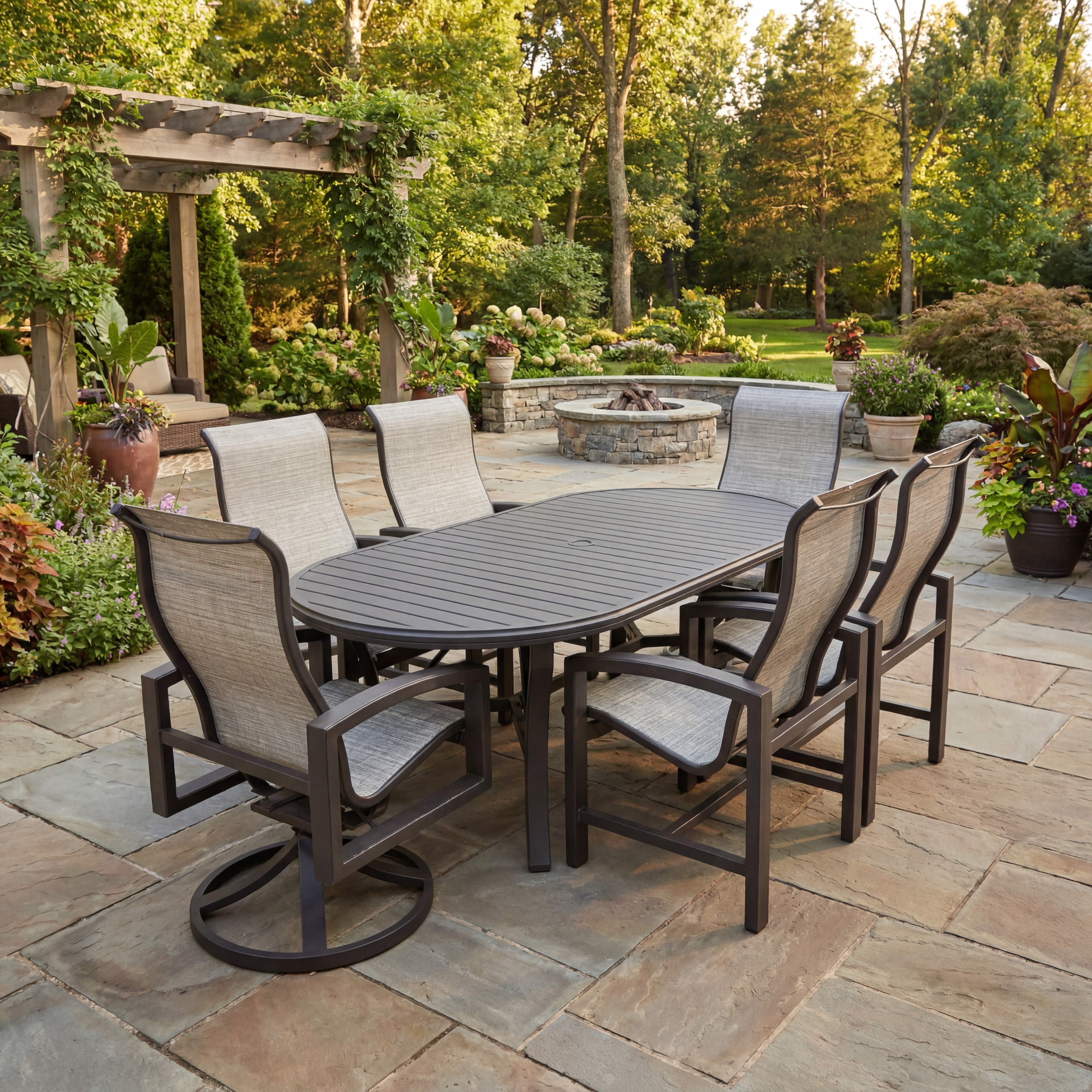 banchetto 84 x 42 oval dining set-graphite thumbnail image