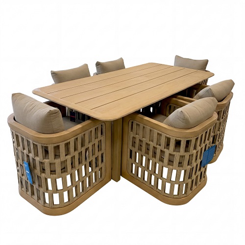 riva dining set-fsc teak/ light finish
