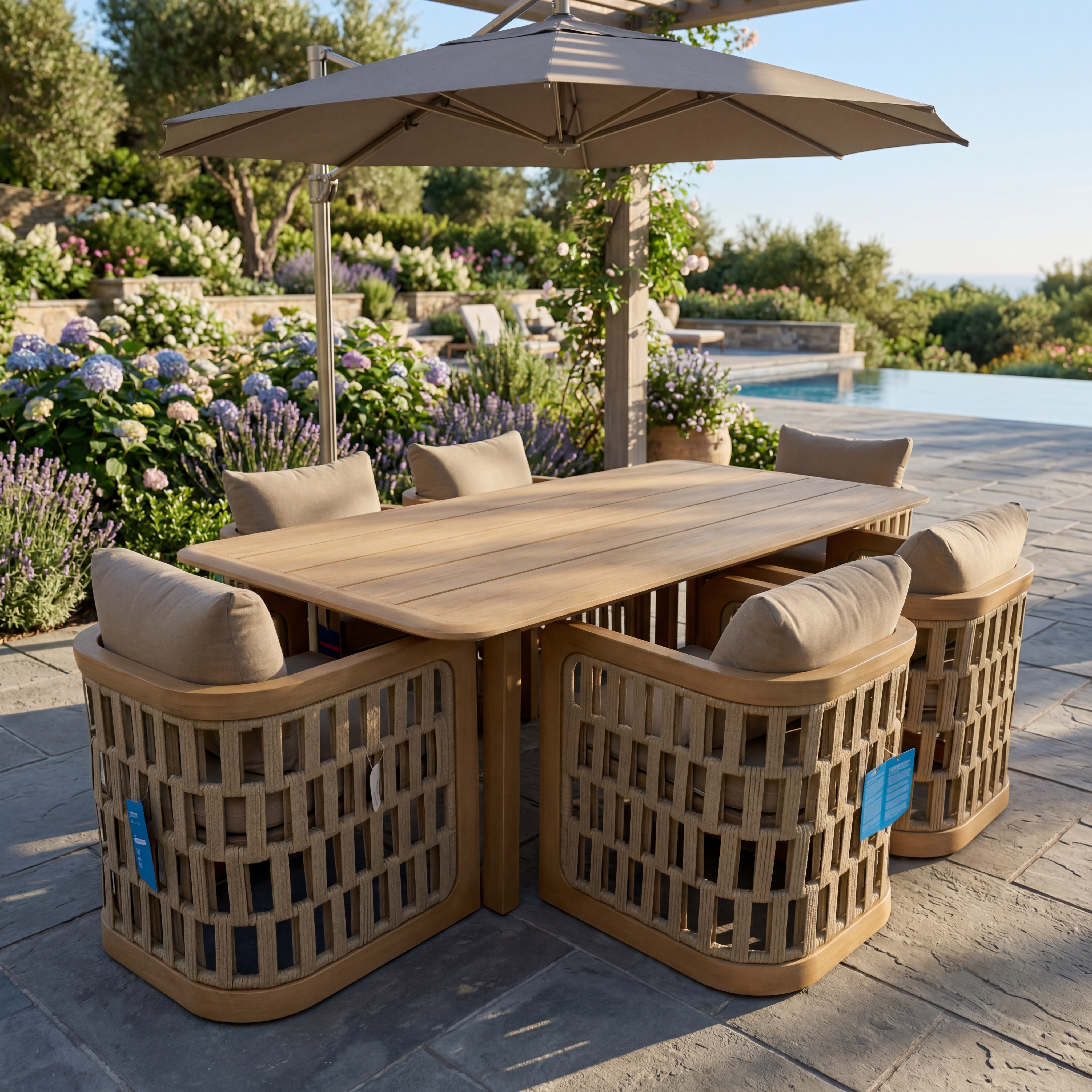riva dining set-fsc teak/ light finish thumbnail image