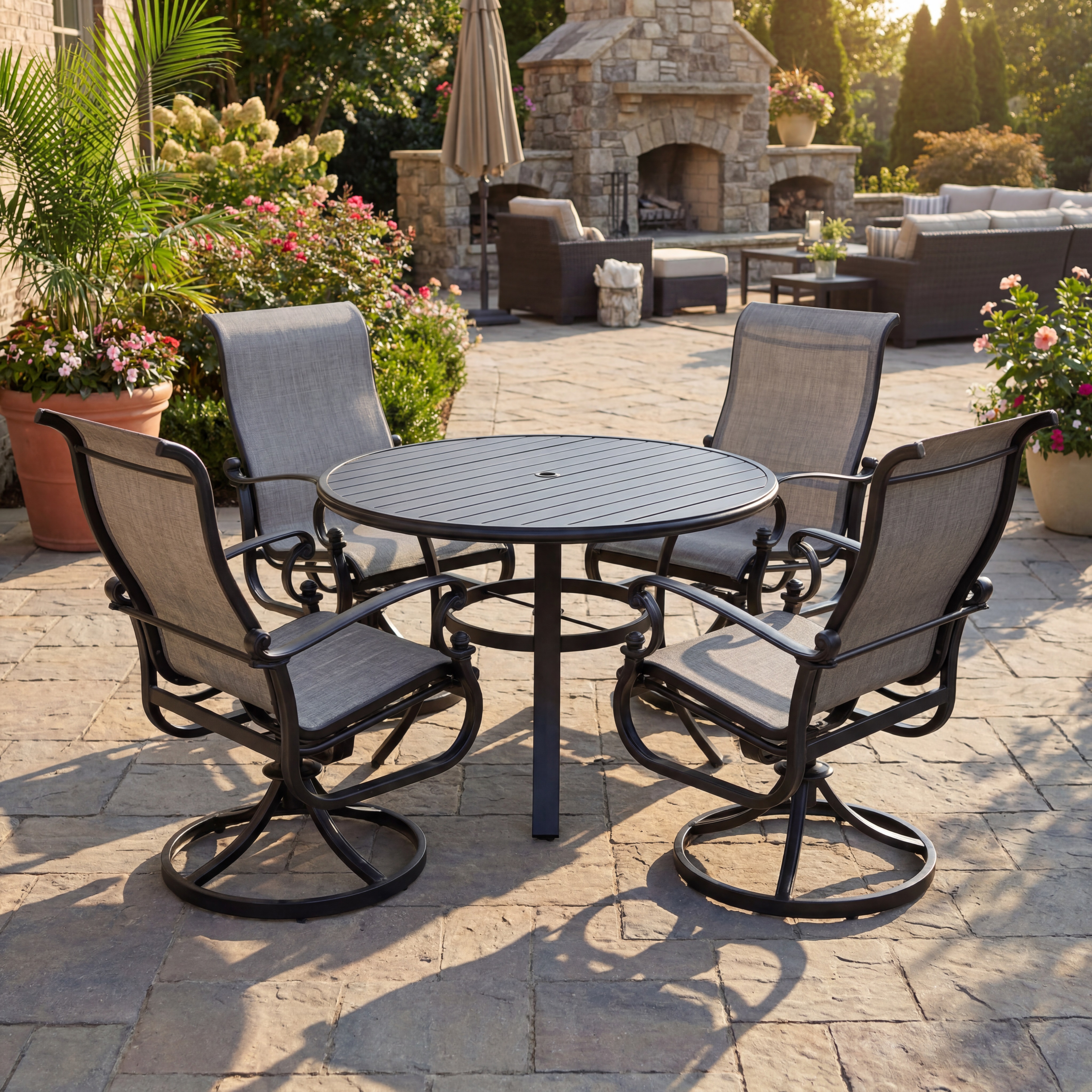 48 inch winston dining table and hanamint sling chairs thumbnail image