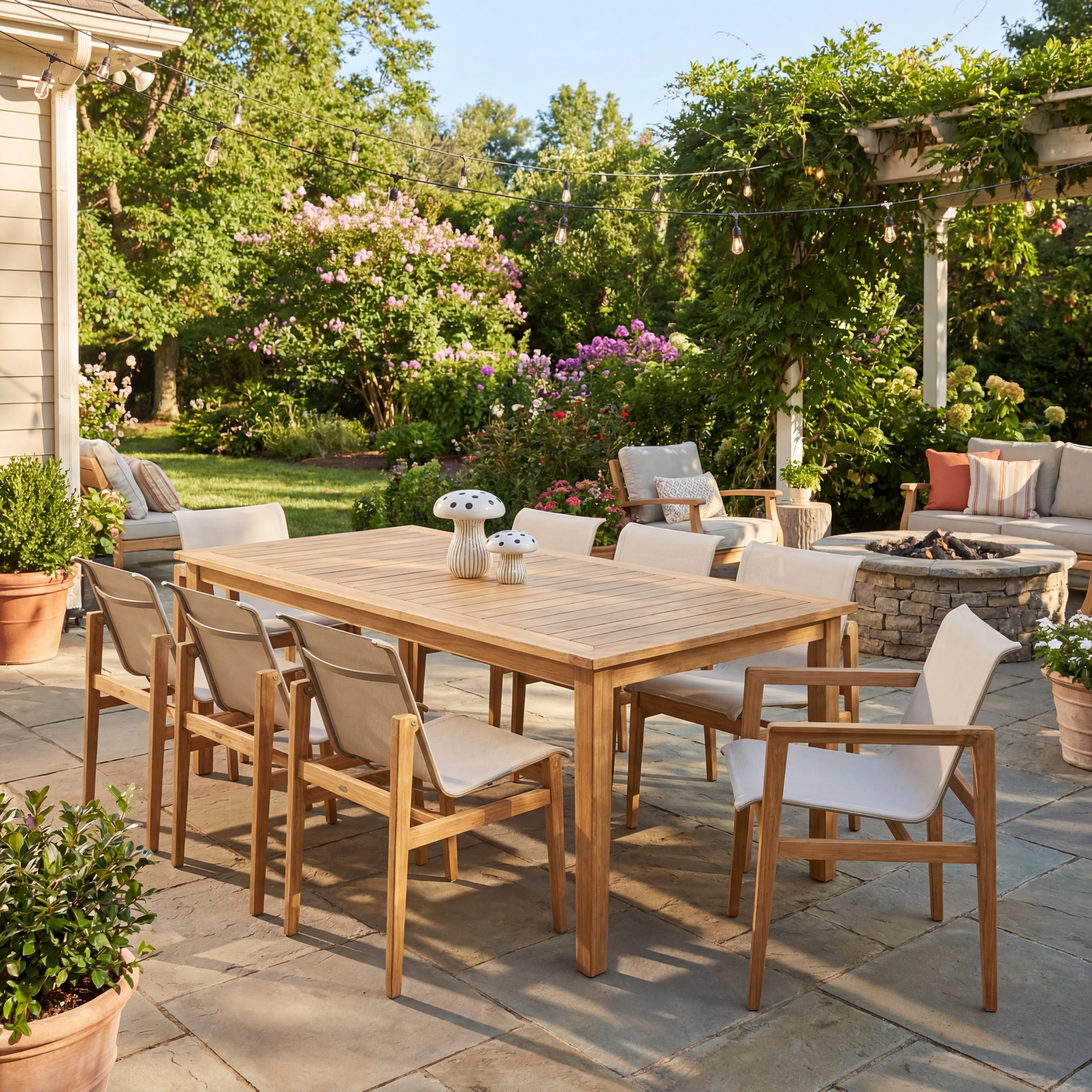 woodlawn teak dining set- natural teak finish thumbnail image