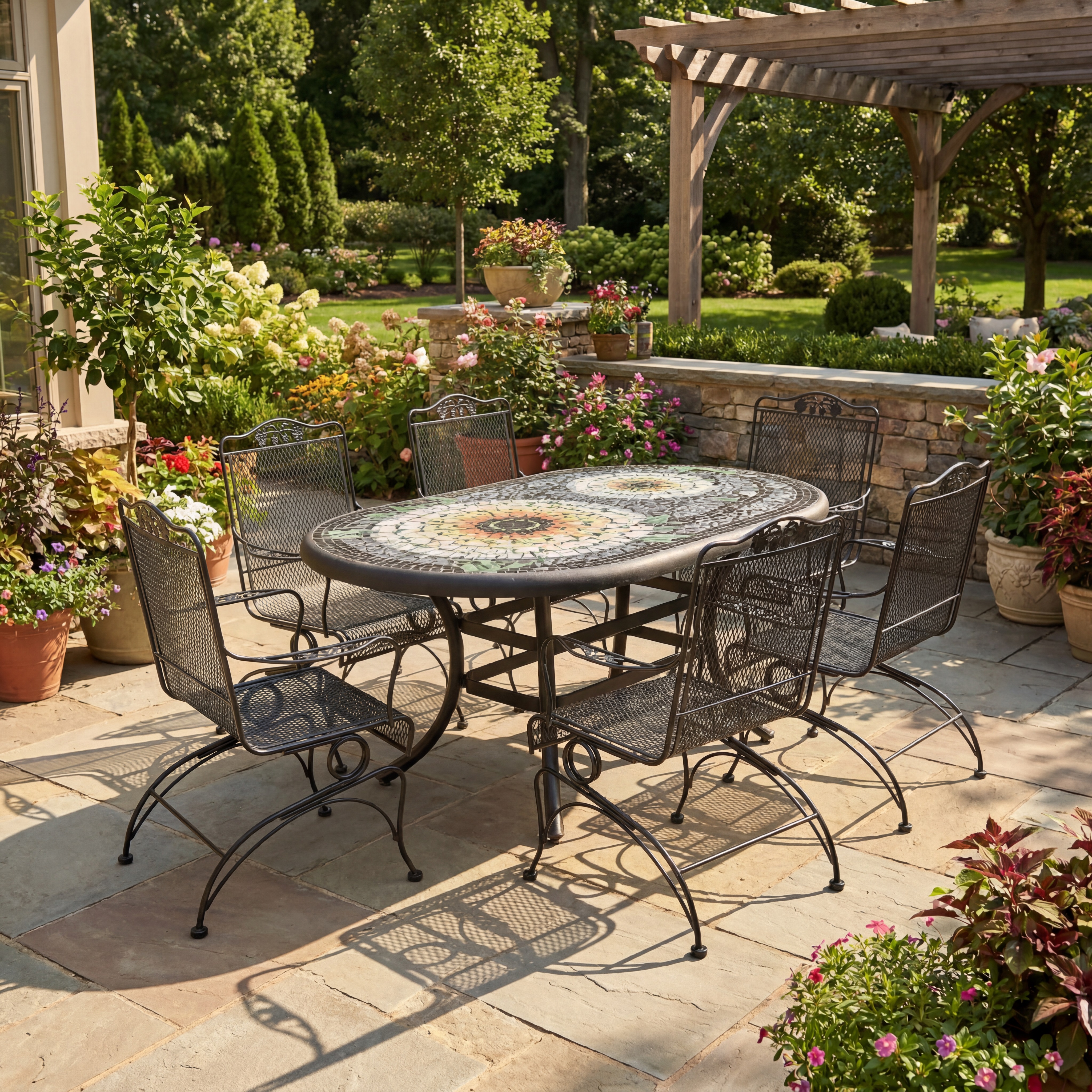 mosaic 72×42 oval dining set- florasol thumbnail image