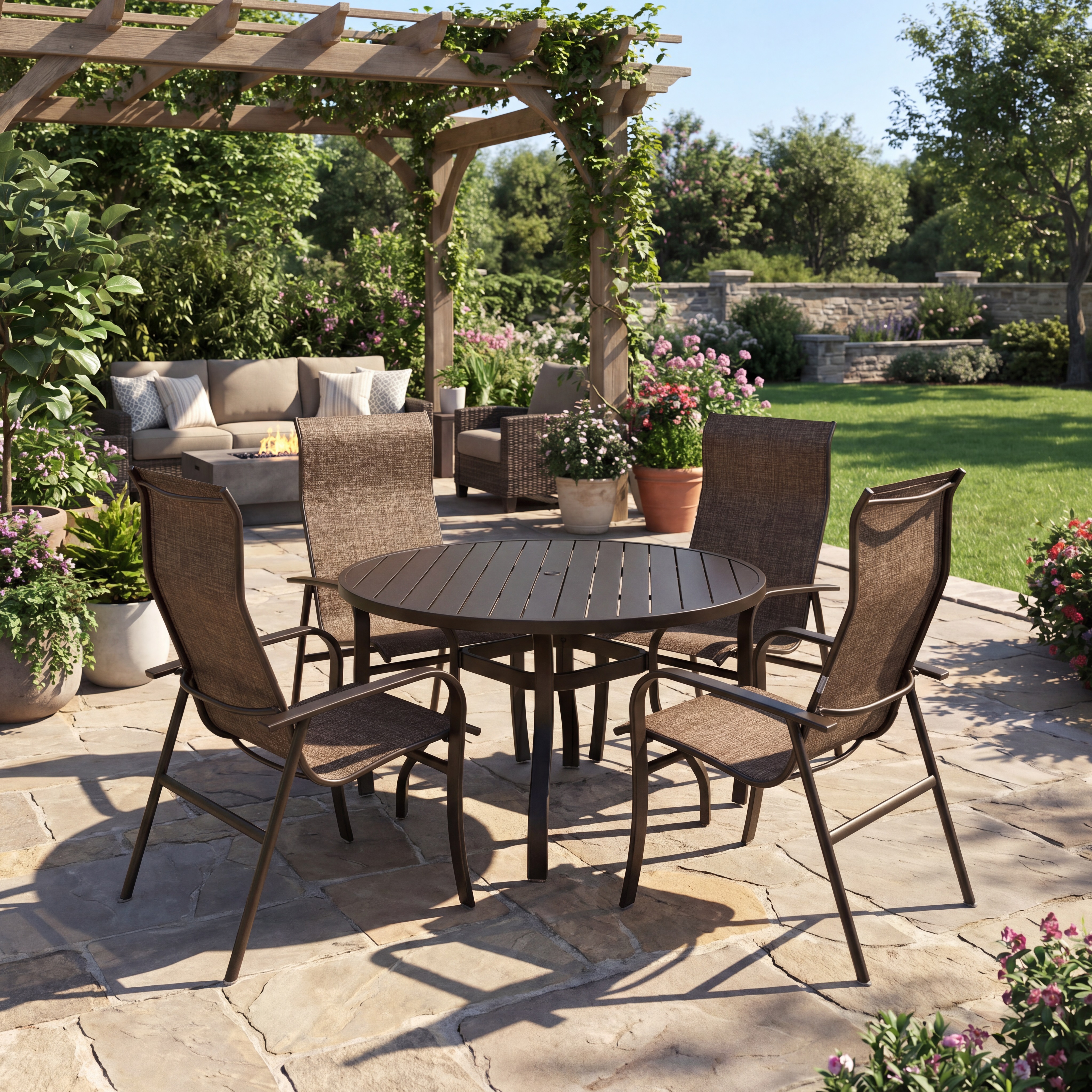 latitude 48″ round dining set- umber thumbnail image