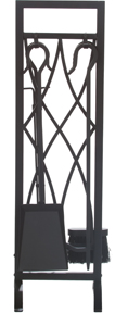 5 piece black wrought iron hanging toolset