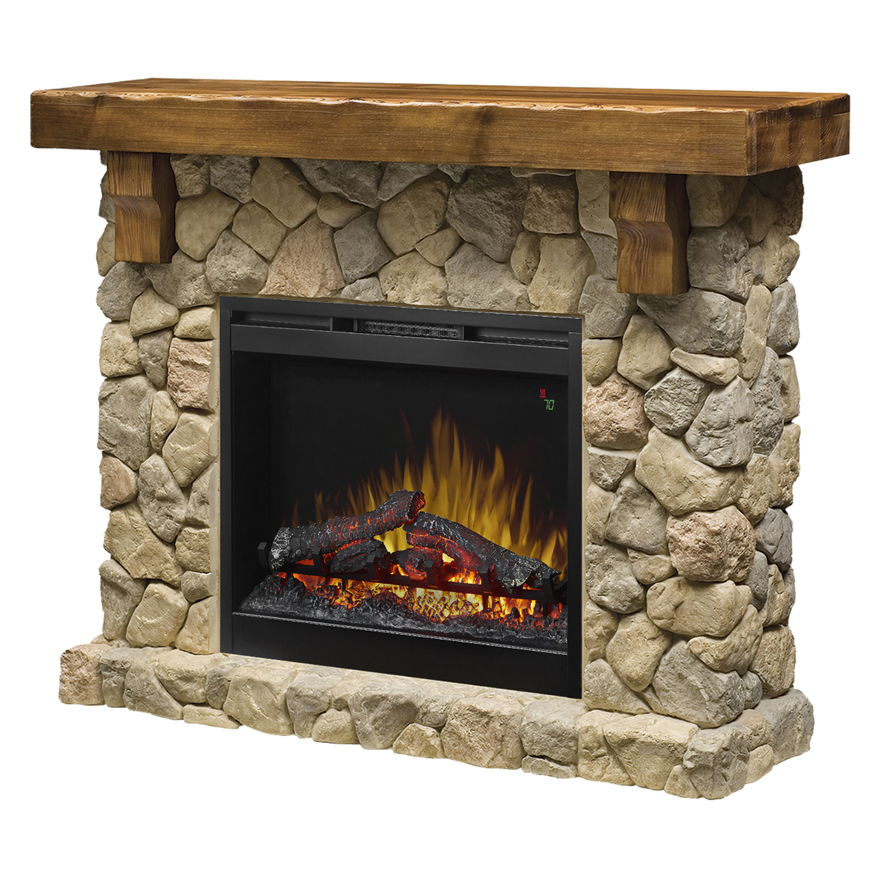 fieldstone mantel with electric insert product image