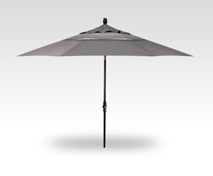 11′ cast slate and milano charcoal stripe collar tilt umbrella – black frame