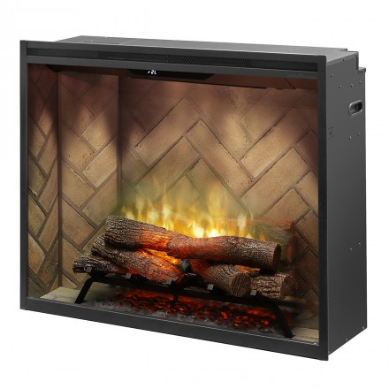 revillusion 36 inch portrait built-in electric firebox with herringbone brick interior product image