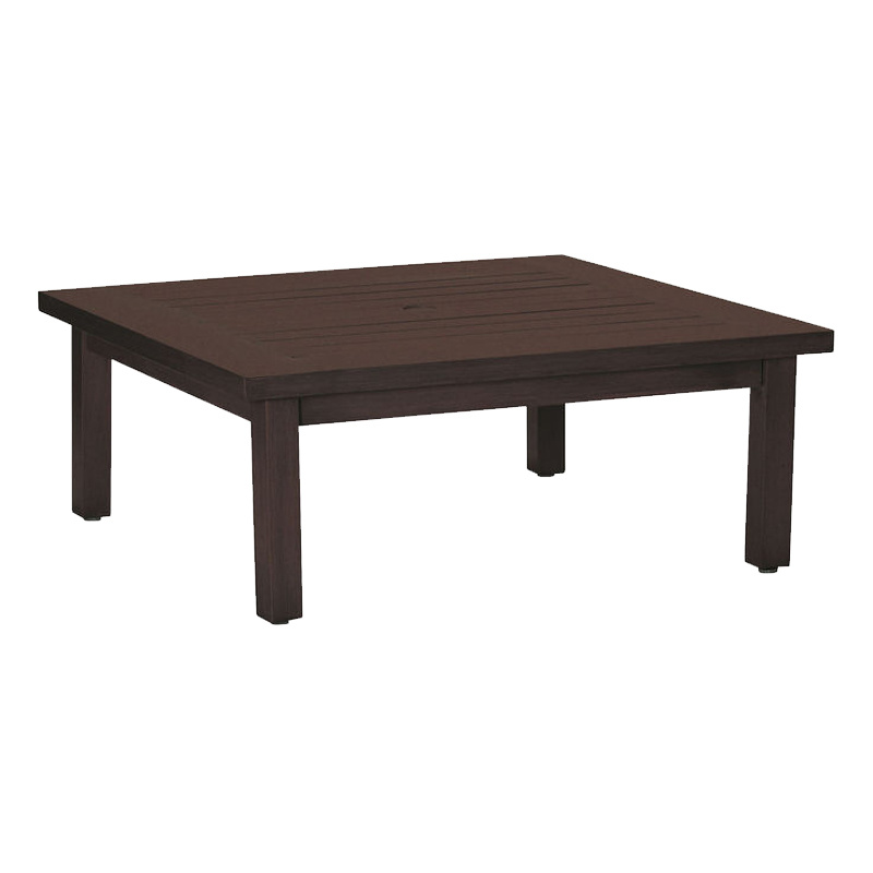 club aluminum square coffee table in mahogany product image