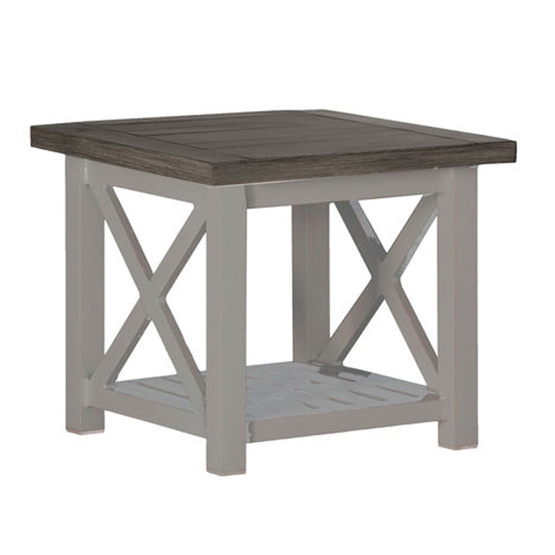 cahaba end table in oyster base / slate grey top product image