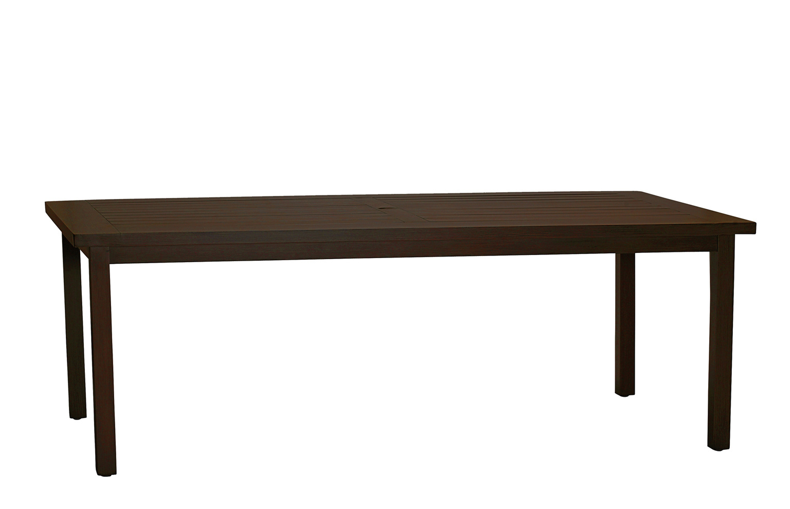 club aluminum rectangular dining table in mahogany (w/ hole) product image