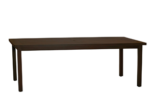 club aluminum rectangular dining table in mahogany (w/ hole)