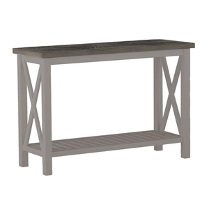 cahaba console table in oyster base / slate grey top