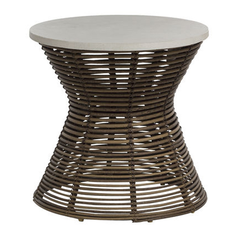 harris end table w/ top in raffia / travertine superstone product image