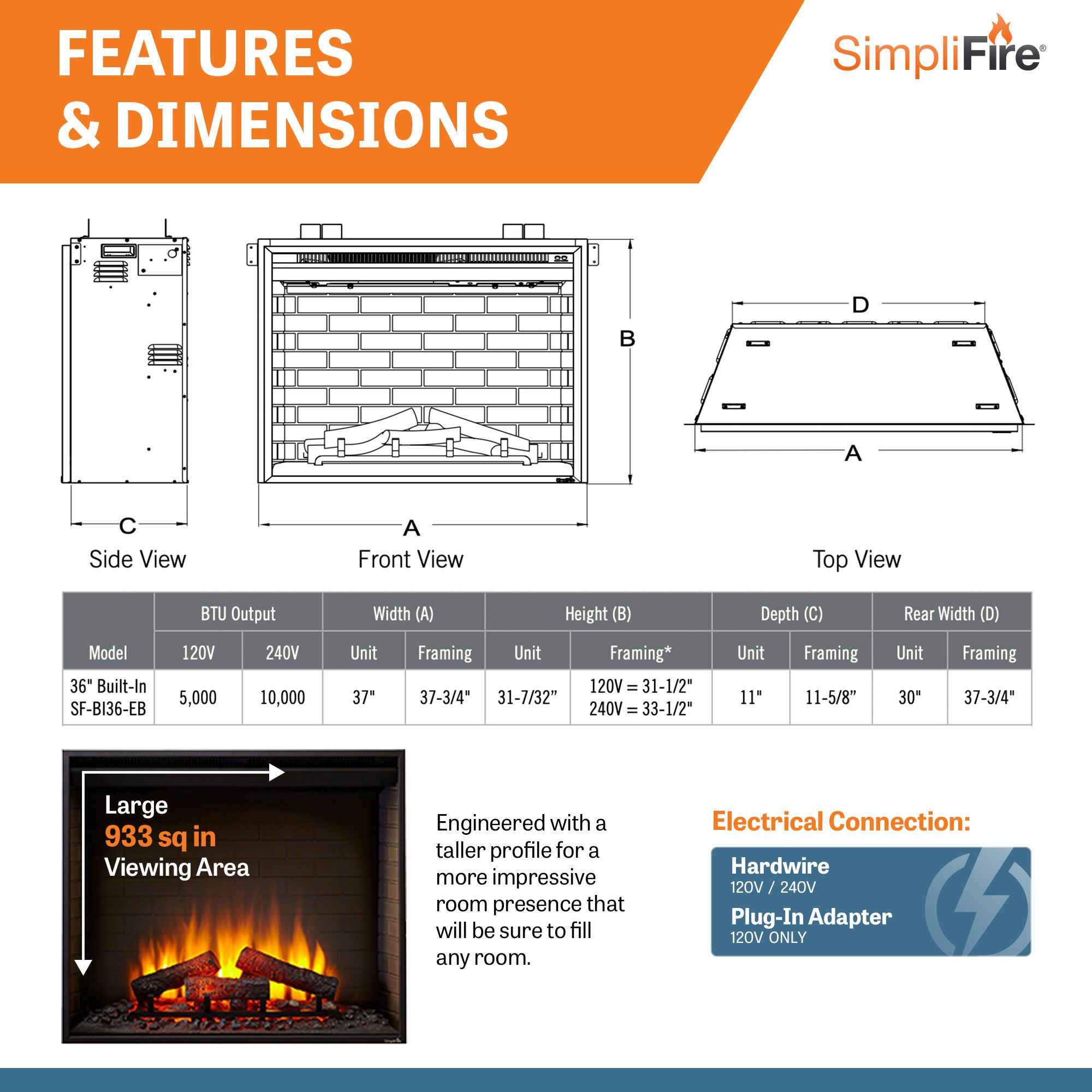 36 inch built-in electric fireplace thumbnail image