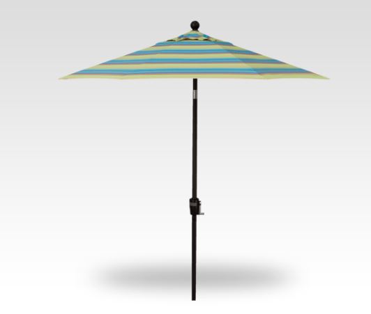 6′ astoria lagoon stripe push-button tilt umbrella – black frame thumbnail image
