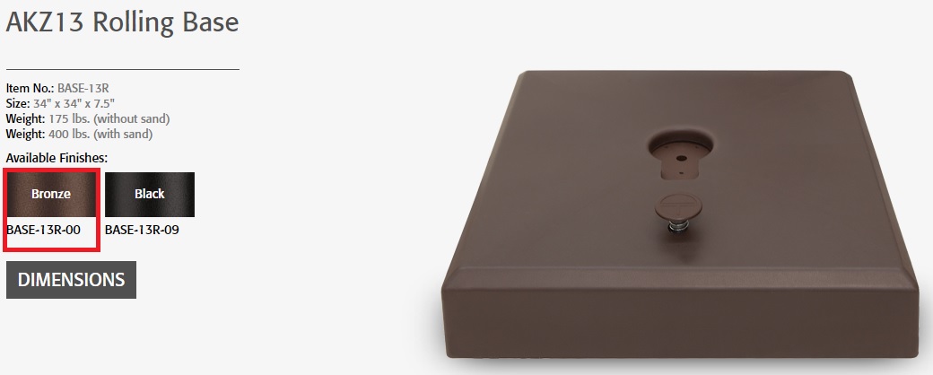 rolling base for cantilevers – bronze product image