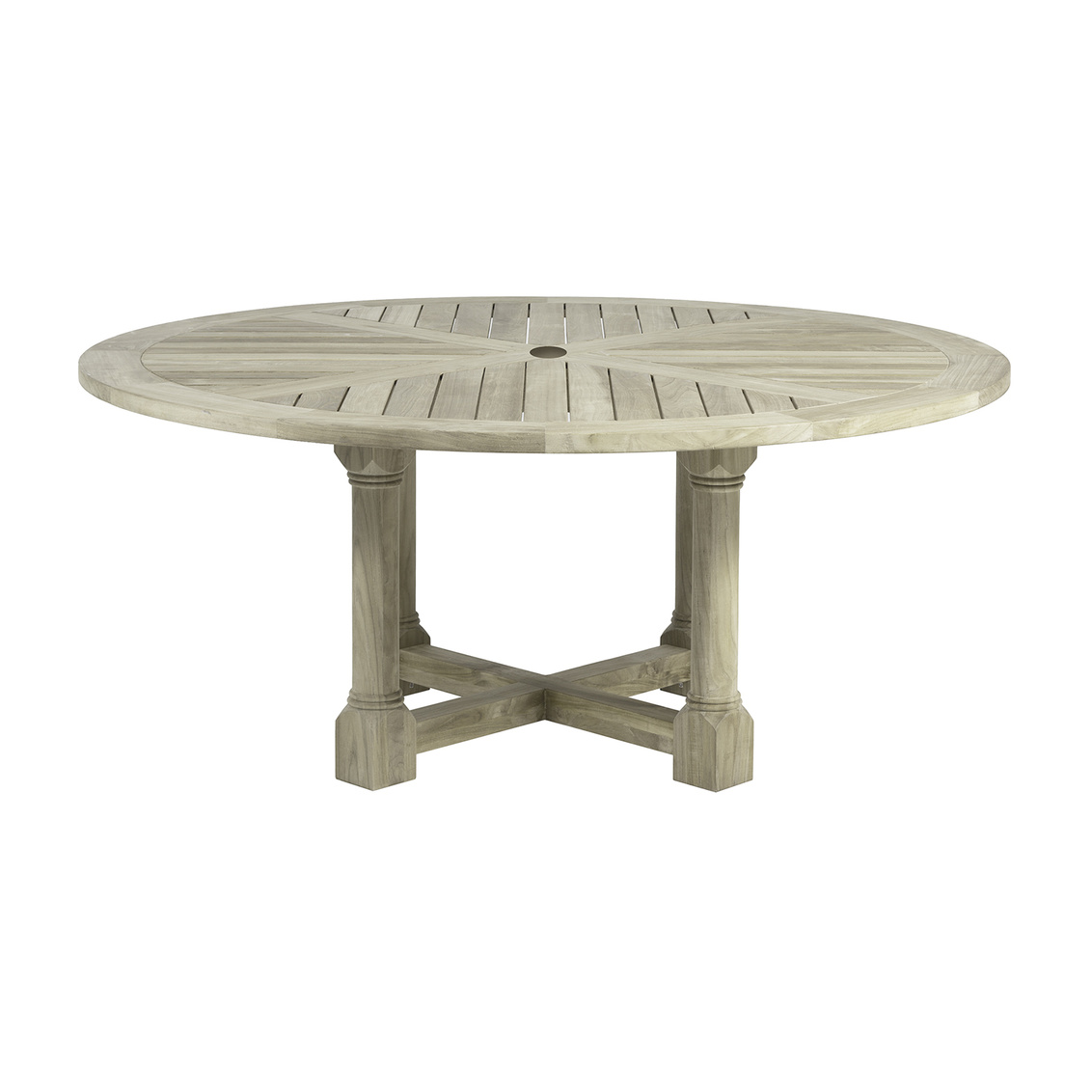 lakeshore 72 inch round dt in oyster teak (w/ hole) product image