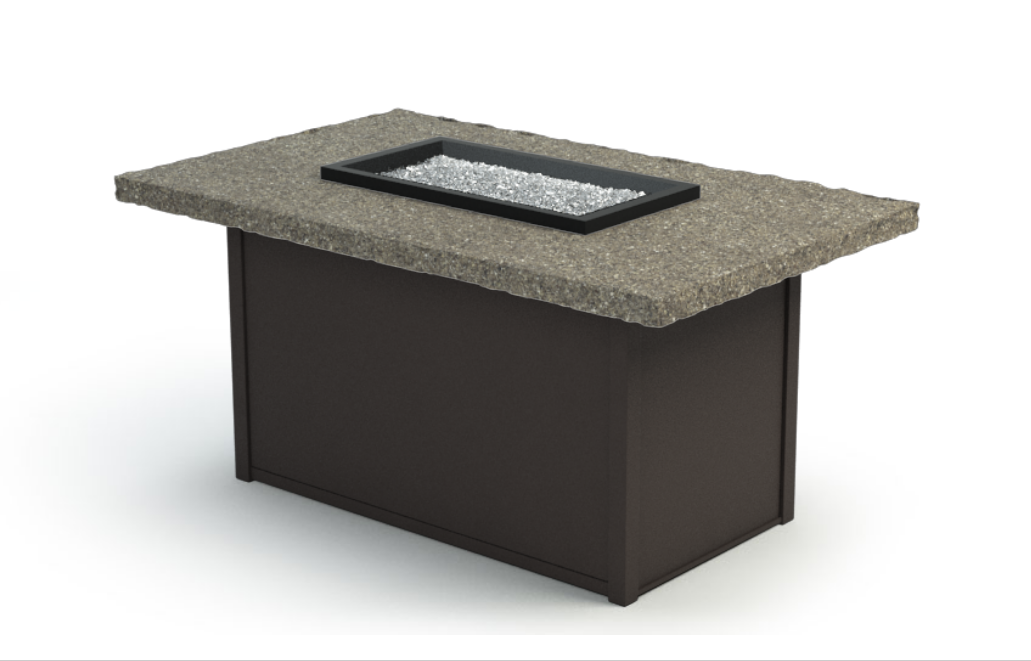shadow rock rectangular firepit chat table – boulder product image