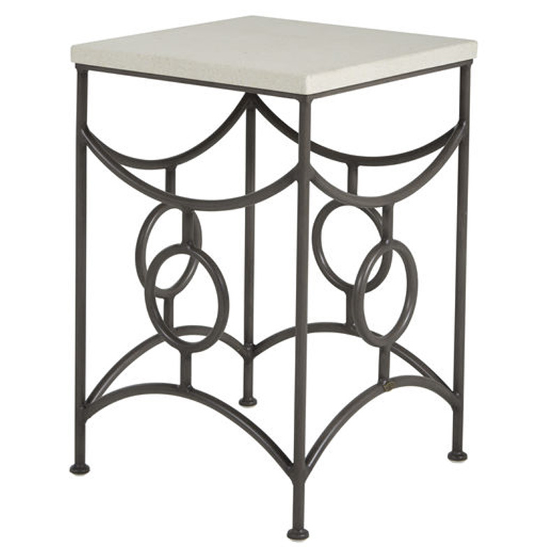 trestle side table w/top in slate grey / travertine superstone product image