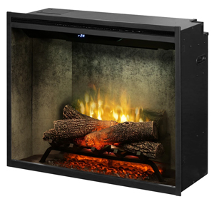 revillusion 30 inch built-in electic firebox/fireplace insert with weathered concrete interior
