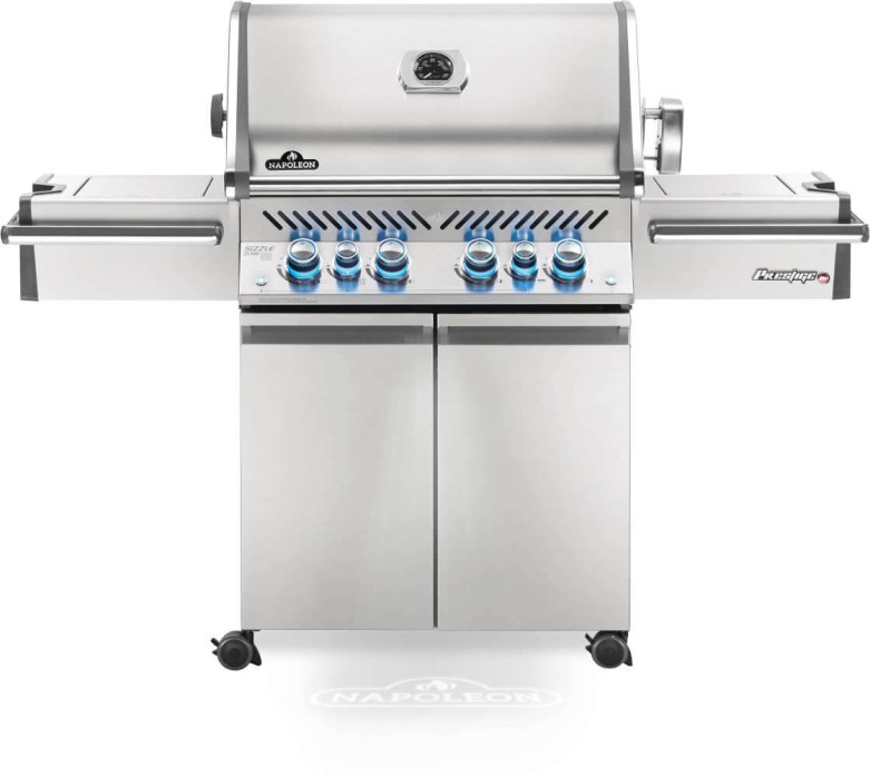 prestige pro 500 propane gas grill with infrared rear and side burners, stainless steel