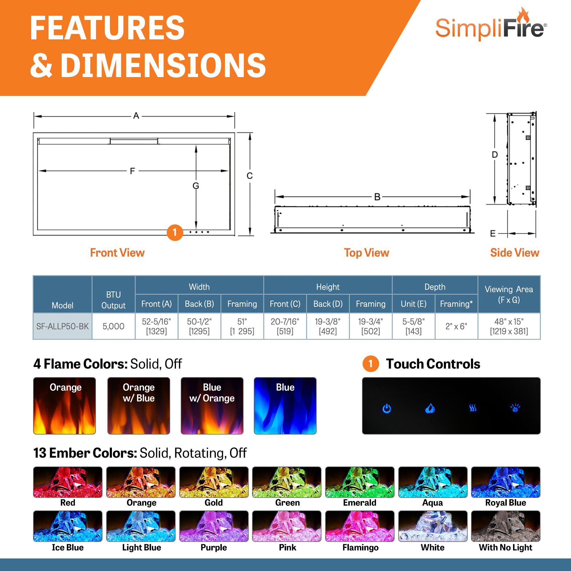 50 inch allusion platinum electric fireplace thumbnail image