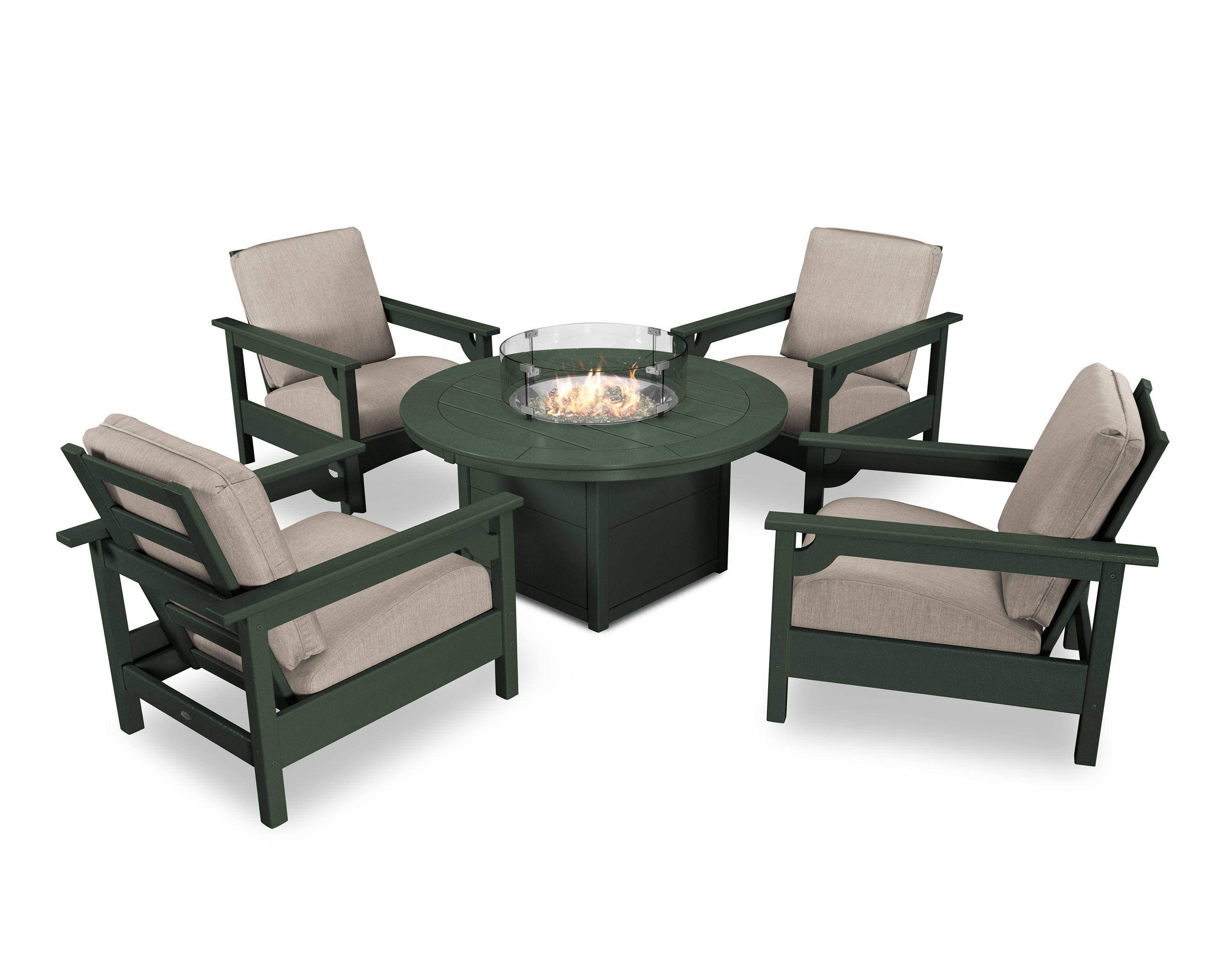 club 5-piece conversation set with fire pit table in green / cast ash product image