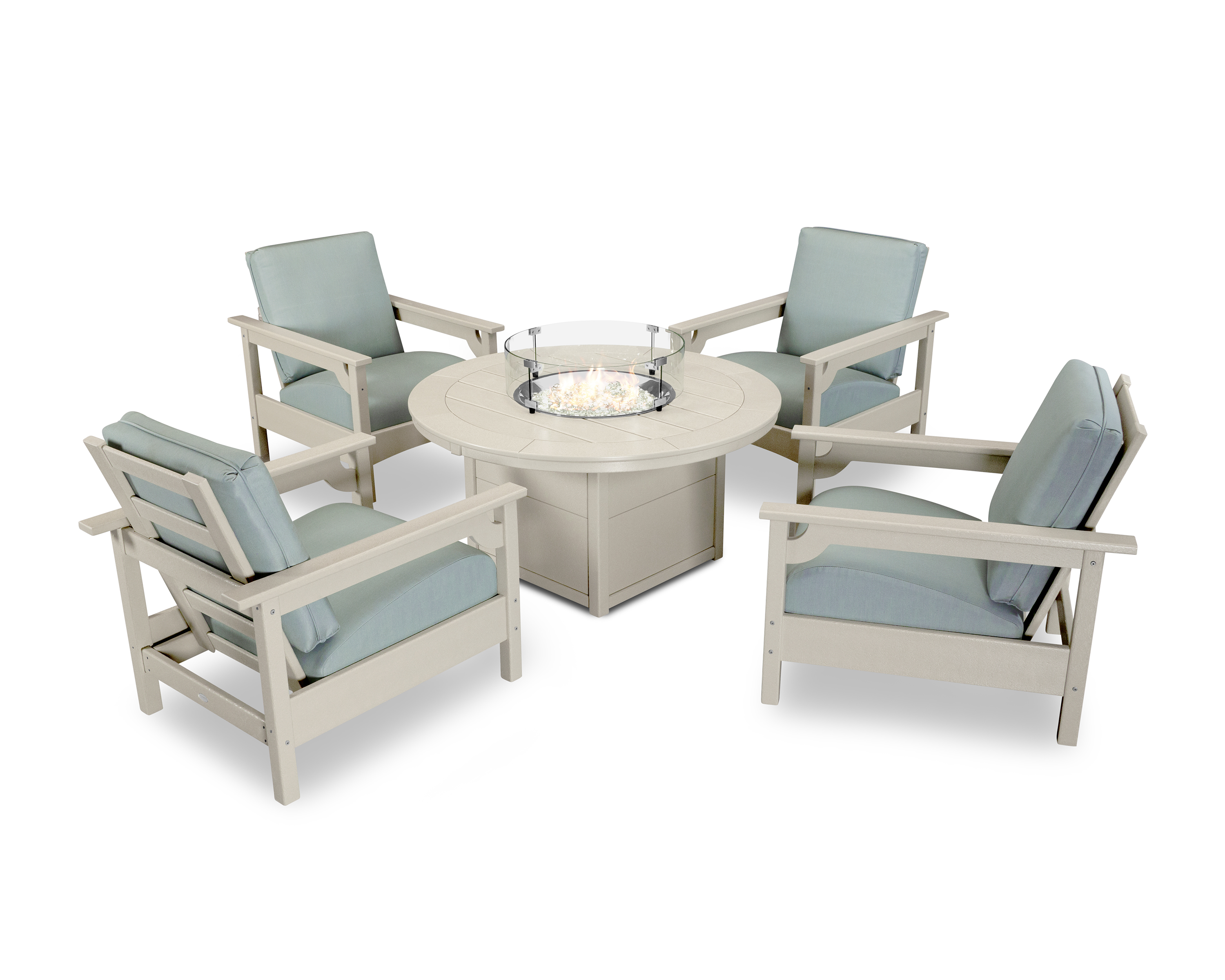 club 5-piece conversation set with fire pit table in sand / spa product image