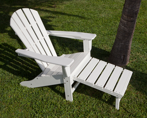 palm coast ultimate adirondack with hideaway ottoman in white