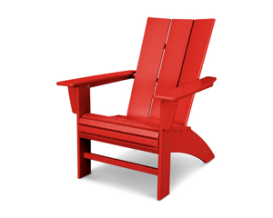 modern curveback adirondack chair in sunset red