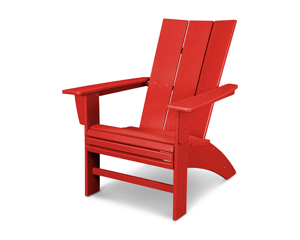 modern curveback adirondack chair in vintage sunset red