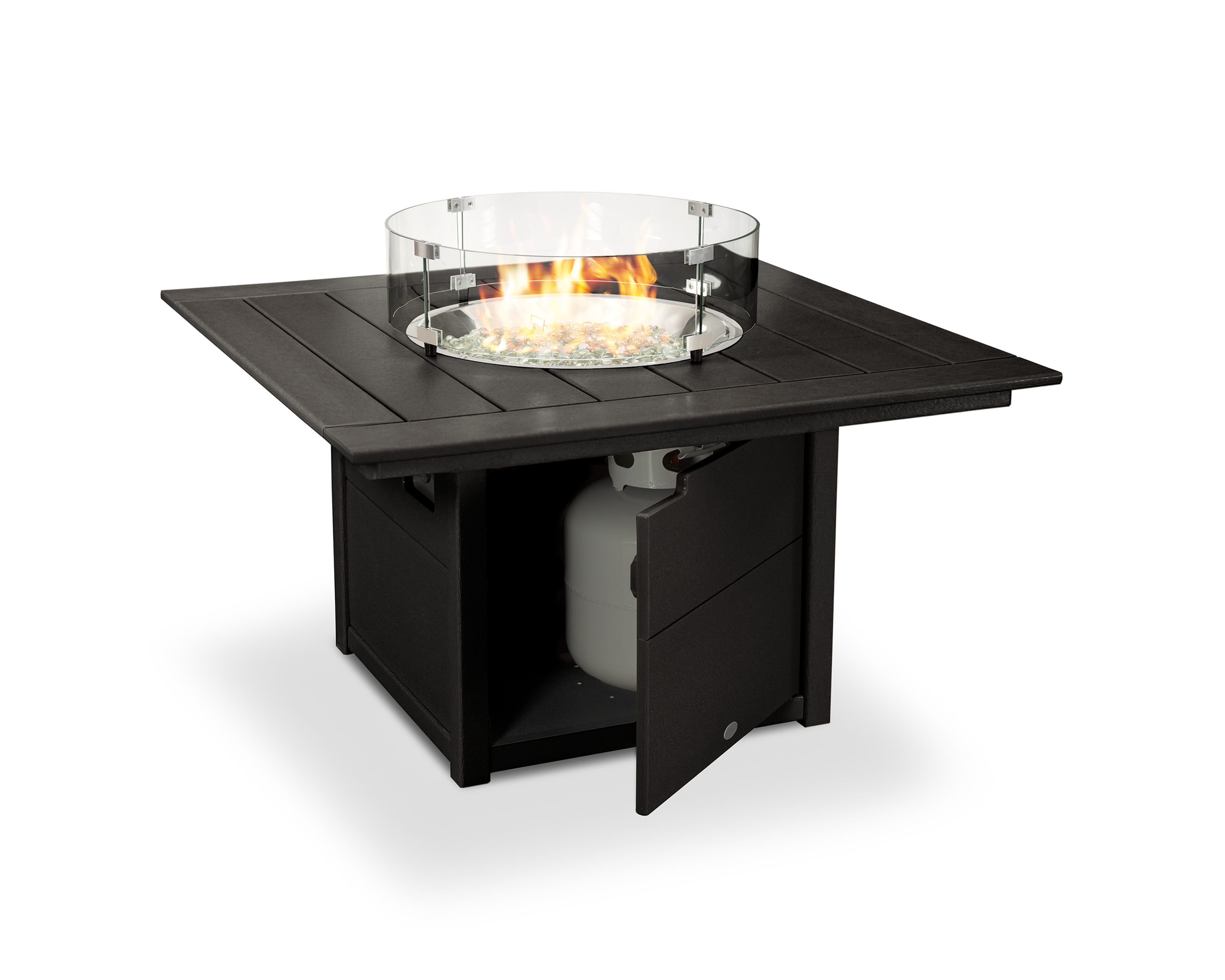 square 42 inch fire pit table in black thumbnail image