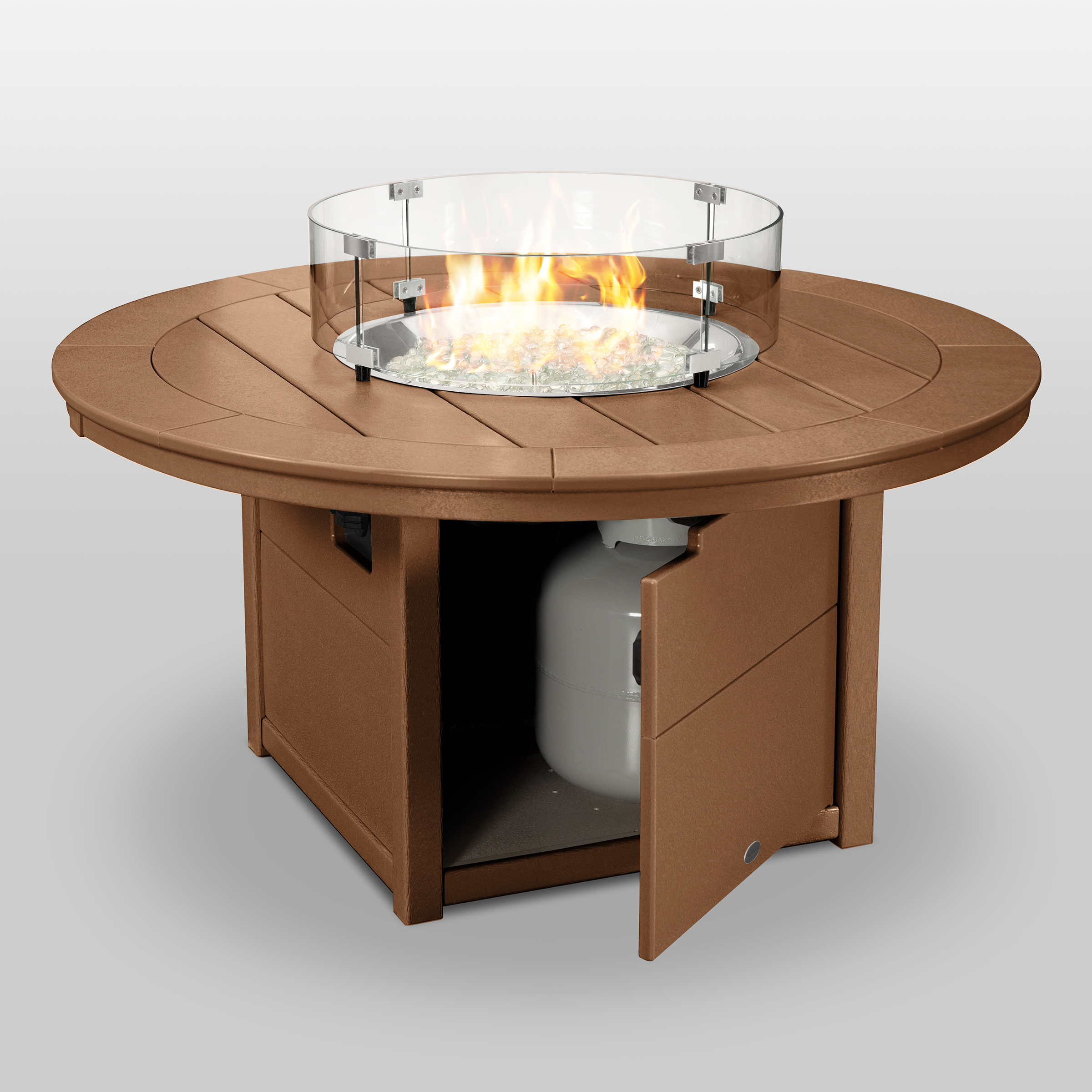 Round 48 Inch Fire Pit Table In Teak, 48 Inch Fire Pit