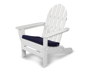 adirondack chair with seat cushion in white / navy